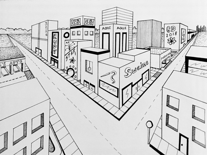 perspective drawing cityscape